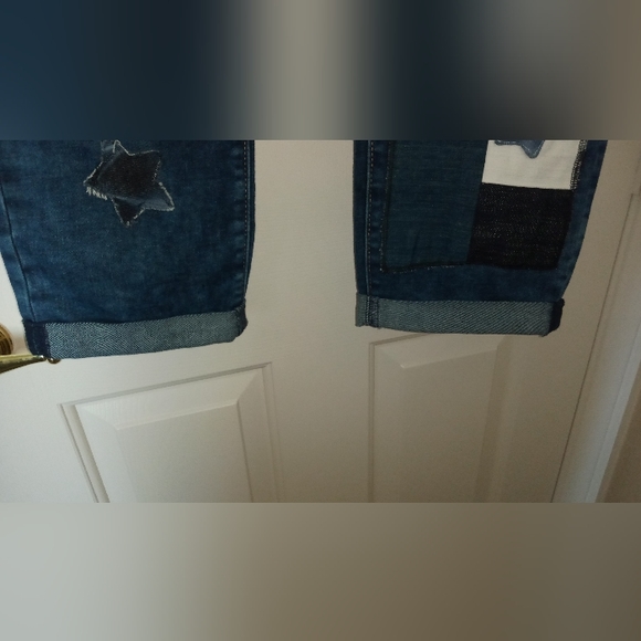 STARS/STRIPES DISTRESS PATCHWORK LEVI'S JEANS SIZE 16 W33 - Picture 3 of 8